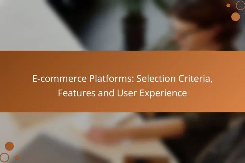E-commerce Platforms: Selection Criteria, Features and User Experience